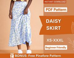 an image of a woman in a skirt with the text daisy skirt beginner friendly