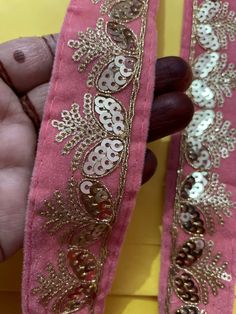 "Decorative GOLDEN  PINK  zari work Fabric Lace Sari Border Blouse Lace scarf Lace Indian Trim Fabric Trim-Price per 01 Yard-Width 1.25inch  NFL604 \"Price for 01 yard\" PRODUCT CODE-NFL604 Width-1.25inch COLOR- PINK and golden Lace Can be used for- Dress, Hair accessory Hand bags, Hand accessory Purses, other decorative items. For wholesale order Kindly contact at ETSY Heavy discounts available..." Pink Dupatta With Cutdana For Party, Pink Cutdana Dupatta For Party, Gold Embroidered Fabric For Party With Traditional Drape, Gold Embroidered Fabric For Party In Traditional Drape, Gold Embroidered Fabric For Diwali With Traditional Drape, Gold Embroidered Fabric For Diwali In Traditional Drape, Gold Embroidered Fabric With Pallu For Party, Festive Gold Embroidered Fabric With Pallu Detail, Gold Semi-stitched Embroidered Fabric For Diwali