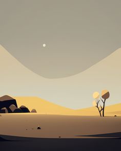 a desert landscape with rocks and trees