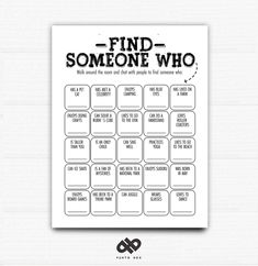 a printable poster with the words find someone who