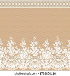 a beige and white lace border with flowers