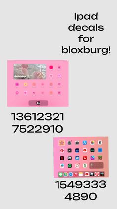 an advertisement for a pink tablet with icons on the screen and numbers below it that read,