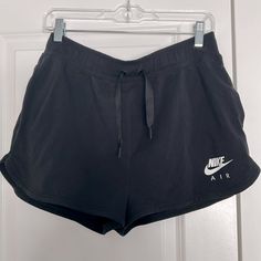 Cute Nike Shorts! Looks Brand New! Black Athletic Shorts For Spring Loungewear, Spring Black Athletic Shorts For Loungewear, Black Athleisure Bottoms For Leisure, Nike Black Leisure Shorts, Black Cotton Activewear Shorts, Casual Black Short Length Activewear, Black Leisure Bottoms With Built-in Shorts, Black Short Pants For Loungewear, Nike Casual Short Pants