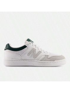 The 480's classic court style is inspired by original, 1980s game-worn basketball models. 
480 White With Nightwatch Green         Sports & Outdoor Shoes, size features are:Bust: ,Length: ,Sleeve Length: Outdoor Shoes, New Balance 480, Me Too Shoes, Casual Athletic Shoes, Outdoor Sports, Green Sports, New Balance, Collared Greens, Casual Athletic