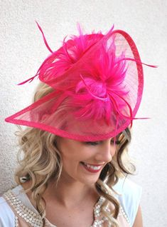 Pink Fascinator Whimsical Costume Hats With Curved Brim For Party, Whimsical Costume Hat With Curved Brim For Party, Short Brim Party Hat For Carnival, Short Brim Top Hat For Carnival Party, Adjustable Mini Hats For Royal Ascot Party, Adjustable Top Hat For Kentucky Derby Party, Kentucky Derby Party Hat With Pinched Crown, Adjustable Royal Ascot Costume Hats For Party, Adjustable Mini Hat For Kentucky Derby Party