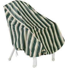 a green and white striped chair cover