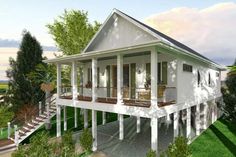 this is an artist's rendering of a house with porches and balconies