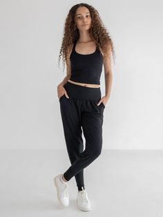 Pippa Pant, Midnight Black Black Tiara, Morning Nature, One Piece Top, Harem Pant, Perfect Partner, Activewear Brands, Midnight Black, Walking In Nature, Natural Environment