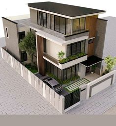 an artist's rendering of a two story house