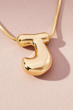 Bubble Letter Monogram Necklace | Anthropologie Portugal Outfits, Bubble Letter Necklace, Monogram Pendant Necklace, Bubble Letter, Preppy Jewelry, Monogram Pendant, Letter Monogram, Bubble Letters, Jewelry Accessories Ideas