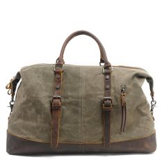 Canvas Leather Weekender Bag | Woosir Waterproof Travel Duffels Hand Luggage Bag, Canvas Weekender Bag, Canvas Duffle Bag, Waxed Canvas Bag, Canvas Leather Tote, Canvas Leather Bag, Leather Weekender Bag, Leather Weekender, Vintage Crossbody Bag