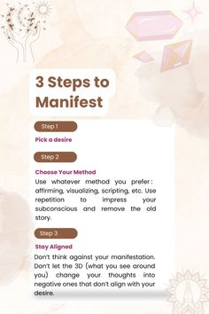 the three steps to manifest is shown in this screenshote screen graber