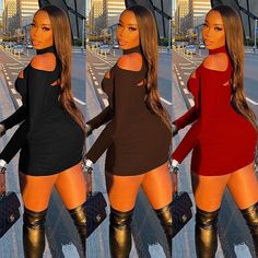 Knitted Hollow Out Long Sleeve Package Hip Dress Casual Mini Dress For Winter Clubbing, Casual Winter Mini Dress For Club, Casual Mini Dress For Club In Winter, High Neck Mini Dress For Club In Winter, High Neck Fall Club Dresses, High Neck Club Dress For Fall, Knee-length Midi Dress For Club In Winter, Casual High Neck Sweater Dress For Night Out, Sleeve Packaging