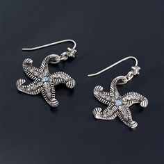 Silver Starfish Ocean Earrings | Made in USA | Sweet Romance – Sweet Romance Jewelry Baby Starfish, Symbol Of Healing, Starfish Jewelry, Sea Earrings, Jewelry Ocean, Ocean Earrings, Tide Pool, Dangle Earrings Silver, Starfish Earrings