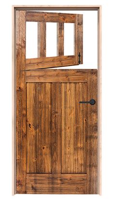 an open wooden door on a white background