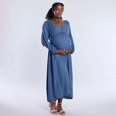 Style and comfort for every trimester, this women's midi dress from Motherhood is a maternity wardrobe essential. Click this MATERNITY & NURSING GUIDE to find the perfect fit and more!Style and comfort for every trimester, this women's midi dress from Motherhood is a maternity wardrobe essential. Click this MATERNITY & NURSING GUIDE to find the perfect fit and more!FEATURES V-neck Bishop sleeves Front buttons for easy nursing Woven dobby construction Back-tie sash No pockets UnlinedFIT & SIZING Maternity Midi Dress Bump Friendly, Casual Blue Maternity Dress Nursing Friendly, Blue Maternity Dress Nursing Friendly, Maternity Wardrobe Essentials, Maternity Wardrobe, Pregnancy Wardrobe, Vintage Indigo, Maternity Nursing, Motherhood Maternity