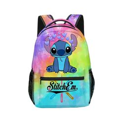 Introducing the Cartoon Character Print Backpack, a vibrant and practical accessory for school or casual outings. Designed with a colorful tie-dye background and a charming cartoon character graphic, this backpack stands out in both style and function. Features: Material: Constructed from durable polyester, ensuring long-lasting use and easy maintenance. Dimensions: Measures approximately 40 cm in height, 30 cm in width, and 17 cm in depth, providing ample storage space. Design: Features a multi Stitch Backpack, Tie Dye Background, Handstamped Bracelet, Character Graphic, Stamped Bracelet, The Cartoon, Diamond Gift, Travel Workout, Art Kits