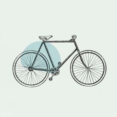 a black and white drawing of a bicycle