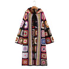 #ad Top Seller for Womens Crochet Granny Square Handmade Cardigan Knit Long Rainbow Hooded Cardigan, Fashion Women's Jackets Granny Square Coat, Long Crochet Cardigan, Handmade Cardigan, Crochet Couture, Long Sweater Coat, Hooded Cardigan Sweater, Cardigan Knit, Cardigan Sweater Coat, Stitch Crochet