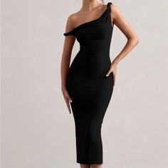 Nwt Club L London Full Length Black Dress, Sleek Updo, Club L London, London Dress, London Dresses, 80 Dress, 50's Dress, Stunning Dresses, Black Midi Dress