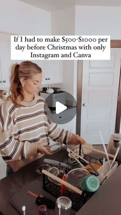 a woman is cooking in her kitchen with the caption if i had to make $ 500 - sooo per day before christmas with only instagram and canvas