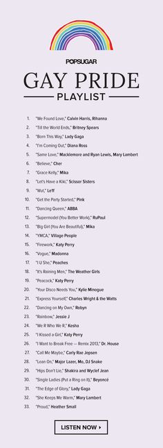 the gay pride playlist is shown