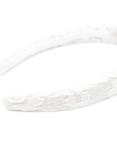 The Lace Headband features a thick headband adorned with delicate lace. Thick Headband, Thick Headbands, Lace Headband, Lace Headbands, Marchesa, Cream, Lace