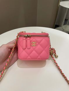 Chanel Quilted Pearl Crush Mini Vanity CubePink Lambskin AGHWSize 10 x 9 x 7 cmAdjustable chain32 SeriesDec 2022New Unused (minimal storage imprint if any otherwise new)Includes full set box, dust bag, card and copied receiptPrice now 3300 sgd 2520 usd CN5905-01 Mini Chanel Bag, Chanel Vanity Bag, Chanel Vanity, Mini Vanity, Designer Bags Louis Vuitton, Vanity Bag, Burberry Sunglasses, Full Set, Bottega Veneta