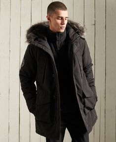 Winter Wear For Men, Mens Parka Jacket, Black Parka, Superdry Mens, Mens Parka, Parka Coat, Warm Jacket, Coat Black, Parka Jacket