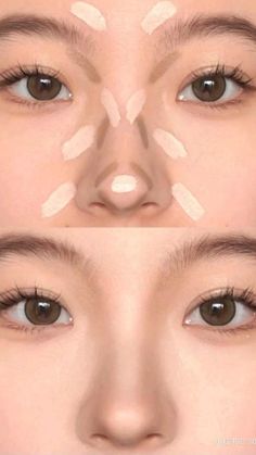 Makeup Ulzzang, Membentuk Alis, Asian Makeup Tutorials, Bentuk Alis, Mekap Mata, Nose Makeup, Makeup Tip, Simple Makeup Tips