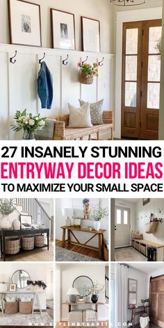 entryway ideas Small Door Entrance Decor, Small Mud Room Ideas Entryway Garage, Entryway Small Space, Front Door Entryway Ideas, Unique Front Door, Small Entryway Ideas, Tiny Entryway, Modern Farmhouse Living Room Decor, Entryway Decor Ideas