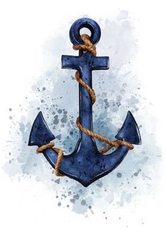 an anchor painted in watercolor on white paper