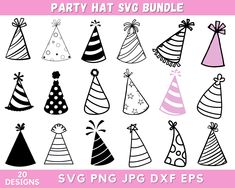 party hats svg clipart bundle