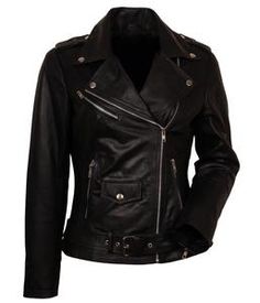 Black Belted Biker Outerwear, Black Biker Outerwear With Belt, Edgy Leather Jacket With Belt Loops, Fitted Black Leather Jacket With Belt Loops, Edgy Belted Biker Jacket For Winter, Biker Jacket With Belt Loops, Edgy Leather Belted Biker Jacket, Belted Moto Leather Jacket, Biker Jacket With Belt Loops For Biker Events