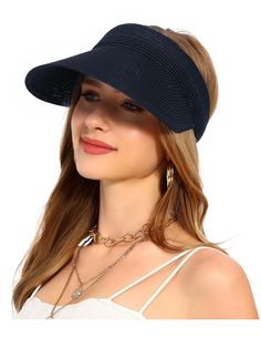 PRICES MAY VARY. Wide Brim Visor Hat:The length of brim is 5.5",Large brim provides you with more comprehensive UV protection;Women's sun hats have UPF 50+ sun protection function Adjustable Women Sun Hat:One size fit most of Women,adjustable closure on the back of the women straw hat is very soft,the high quality elastic drawstring will not stick to the hair,making the sun hat easier to put on and take off High Quality Straw Hat:This straw hat is made of 100% paper,it is tightly woven to ensure Straw Visor, Hat Holder, Water Pool, Summer Cap, Visor Hat, Bbq Party, Travel Tourism, Running Water, Backyard Bbq