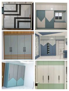 several different types of cupboards in various colors