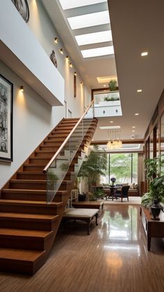 a living room filled with lots of furniture and stairs