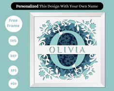 the personalized design with your own name is displayed in front of a blue background