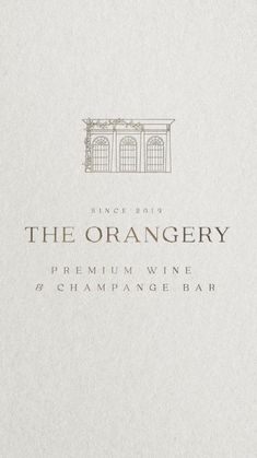 the orangery premium wine - 8 champagne bar menu cover design by studio blvd