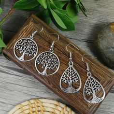 Pretty Silver Tree Of Life Earrings New 2 Pairs Of Earrings Bohemian, Minimalist, Nature Vibes Ships Within 1 Business Day. All Sales Are Final. Tags - Tree Of Life, Handmade, Unique, Bohemian, , Trendy, Summer, Fashion, Jewelry, Hippy, Minimalist Nature Eco Friendly Spiritual Trendy Summer Fashion, Hollow Tree, Antique Silver Earrings, Nature Vibes, Tree Of Life Earrings, Dinosaur Earrings, Bohemian Minimalist, Boho Style Earrings, Punk Vintage