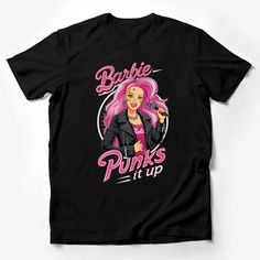 Punk Barbie Graphic Tee, Pink Hair Punk Rock Barbie T-Shirt, Women's Fashion Top, Unique Gift Idea Male T-Shirt Custom graphic T-Shirt.Customize your color Rock Barbie, Barbie Graphic Tee, Punk Barbie, Barbie Graphic, Green Hair Girl, Barbie T Shirt, Penguin T Shirt, Fashion Top, Trendy Tee