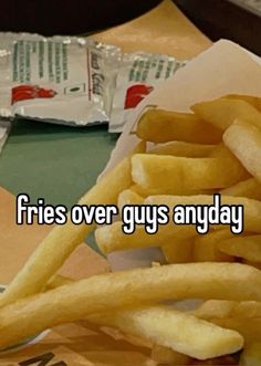 fries over guys and day on the table