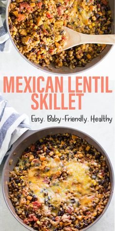 mexican lentil skillet is an easy and healthy meal that's ready in under 30 minutes