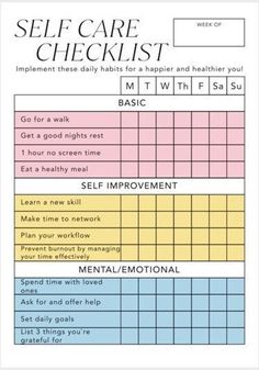 Study Habits Checklist, Daily Self Improvement Checklist, Everyday Self Care Routine, Self Maintenance Checklist, Journal Checklist Ideas, Self Care In Your 30s, Selfcare Checklist Printable, Journaling For Self Care, Daily Selfcare Checklist