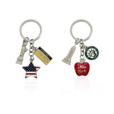 two key chains with different items on them