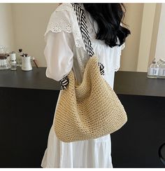 In Stock Fast Shipping From Los Angeles Make a statement with fashion forward accessories like this Elena Handbags straw tote! Show off your chic side with a bag that's perfect for all occasions. Crafted with a fashionable woven straw, this stylish shoulder bag is sure to be a head-turner! Size: 26cm wide x 34cm tall (10in x 13in) Designer Style ID: 8328 Large Fashion Straw Woven Tote Bag, Vintage Vibes, Summer Bag, Everyday Shoulder Bag, Beach Bag Trendy Beige Woven Beach Bag, Trendy Woven Beige Beach Bag, Trendy Large Capacity Beach Bag For Spring, Trendy Handwoven Beige Bucket Bag, Chic Beige Crochet Shoulder Bag, Trendy Woven Jute Shoulder Bag, Trendy Beige Jute Shoulder Bag, Woven Jute Shoulder Bag, Chic Straw Shoulder Bag