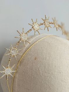 Gold Stars Bridal Halo Headband Gold Bridal Headband Stars - Etsy Gold Floral Headband, Bridal Halo Headpiece, Gold Bridal Headband, Gold Bridal Crowns, Bridal Flower Headband, Headband Gold, Bridal Halo, Moon Baby Shower, Moon Wedding