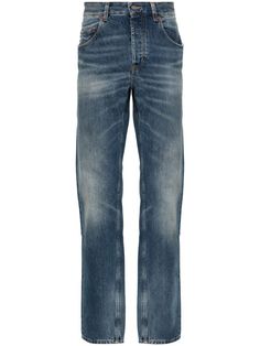 Saint Laurent Jeans Clothing Saint Laurent Jeans, Streetwear Men Outfits, Washed Denim, Indigo Blue, Jean Outfits, Denim Wash, Patch Logo, Straight Leg Jeans, Low Rise