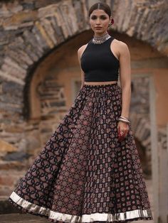 Women Printed A-Line Flared Cotton Maxi Skirt, Indian Ethnic Printed Skirt, Indo Western Ethnic Lehenga Skirt, Pure Cotton Skirt VitansEthnics Black Bohemian Lehenga For Festive Occasions, Festive Bohemian Black Lehenga, Fitted Cotton Skirt For Festivals, Festive Black Skirt, Traditional Black Flowy Skirt, Fitted Cotton Skirt For Festive Occasions, Festive Red Flared Skirt, Traditional Red Flared Maxi Skirt, Traditional Ankle-length Skirt