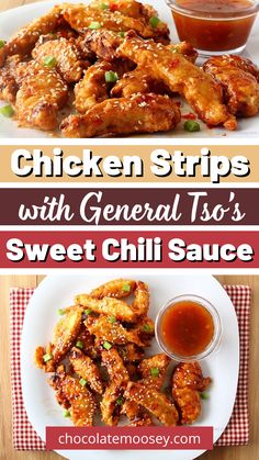 chicken strips with general tso's sweet chili sauce are the perfect side dish